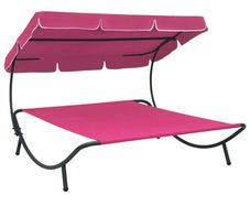 Outdoor Lounge Bed with Canopy Pink