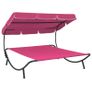 Outdoor Lounge Bed with Canopy Pink Image 2