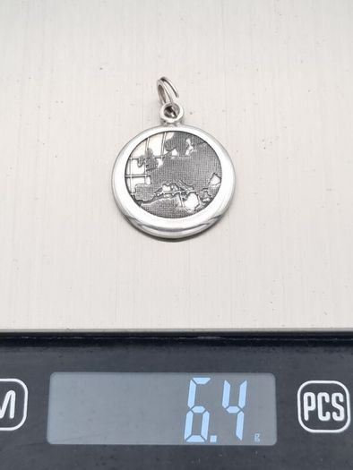 925 Vintage Sterling Silver Globe Map Avon Pendant