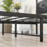 King Size Bed Frame with Wooden Headboard, Metal Bed Frame King size Bed Base/Mattress Foundation,Metal Slat Support Noise Free,Textured Black Image 4