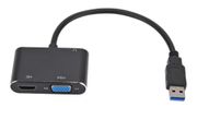 1080P HD USB3.0 to VGA HDMI-Compatible Audio Video Converter for Computer Laptop to Monitor/TV Dual Screen Display