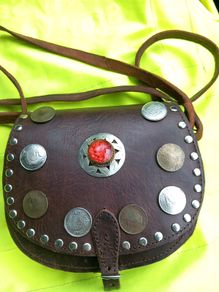 Hand bag /shoulder bag leather bag Leather buckle shoulder strap  Moroccan hand stitched vintage genuine leather bag purse genuine  vintage item great gift present  girls/ladies