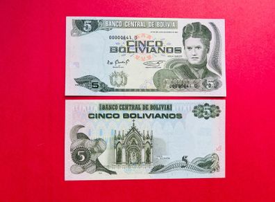 Bolivia  5. Bolivianos. 1986  Pick 217 . ( Uncirculated )