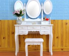 Affordable women Three oval mirror seven drawer princess table