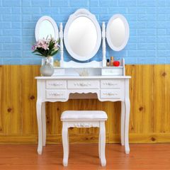 Affordable women Three oval mirror seven drawer princess table