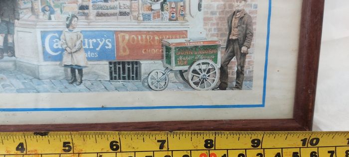 Old advertising shop front picture print ,different brands for sale, in the shop,nice for any home bar or man cave pub restaurant etc,,buyer collects thank you,, rather buyer collects with the glass ,sold as is ,,see pictures for condition