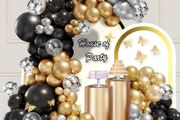 NEW SALE | Balloon Arch Kit, 138 Pcs Black Gold Silver Balloon Arch with Sizes of 18 Inch,12 Inch, 10 Inch, 5 Inch for Balloon Garland as Birthday Decorations, Wedding Decorations, Baby Shower Decorations