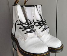 Dr Marten White Patent Croc Style Boots