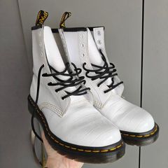 Dr Marten White Patent Croc Style Boots