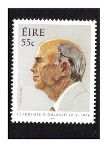2011 Ireland Birth Centenary of Cearbhall O'Dallaigh (President of Ireland) Commemorative Stamp Mint Never Hinged (MNH)