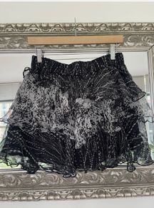 Iro Loey Ruffled Tiered Mini Skirt Black White  Size 10