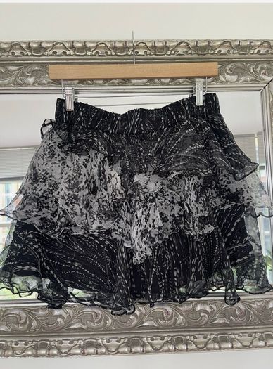 Iro Loey Ruffled Tiered Mini Skirt Black White  Size 10