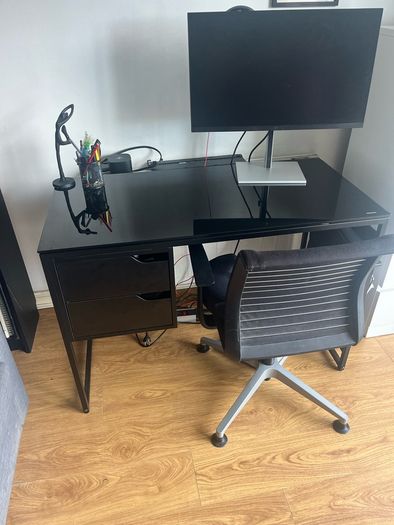 Tempered glass office desk