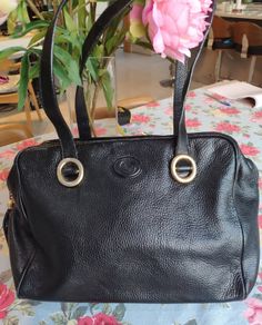 Stylish Large Bally Black Leather Bag