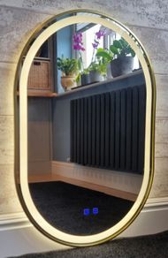 LED Bathroom Mirror 60x90cm Gold Frame Antifog