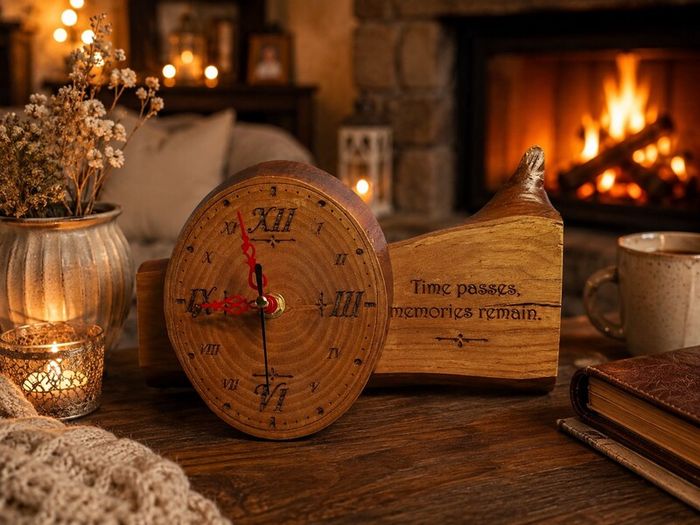 Handmade Wooden Clock Unique Handcrafted Piece