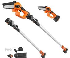 2-in-1 Cordless Pole Saw & Mini Chainsaw, 20V 2Ah Battery Pole Chainsaw, 12.7cm Cutting Capacity 243.8 cm Reach Pole