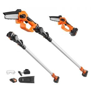 2-in-1 Cordless Pole Saw & Mini Chainsaw, 20V 2Ah Battery Pole Chainsaw, 12.7cm Cutting Capacity 243.8 cm Reach Pole