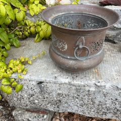 Vintage Copper Planter with Ring Handles