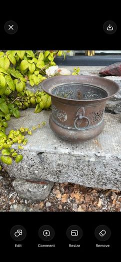 Vintage Copper Planter with Ring Handles