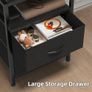 Bedside Table with Charging Station and LED Light Strips, Nightstand with Drawers, Bedside Cabinet for Living Room, Bed Side Table for Bedroom, Black Image 3