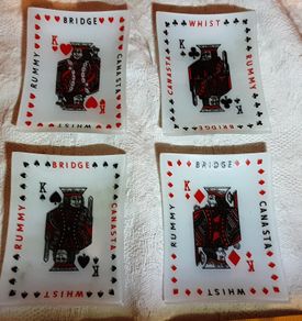 unusual glass card tray's