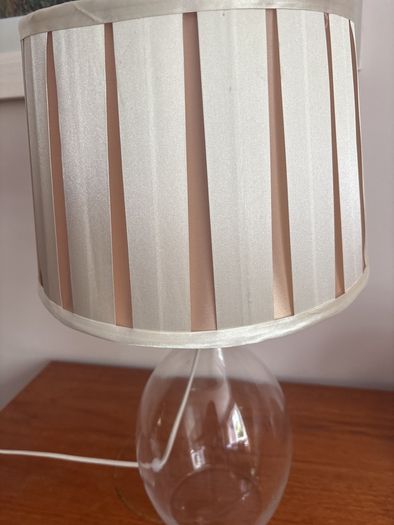 2 for the price of 1 - Free  Smaller same style lamp - IKEA Bran Handmade Glass Table Lamp with Pleated Drum Shade - Off White and Pink