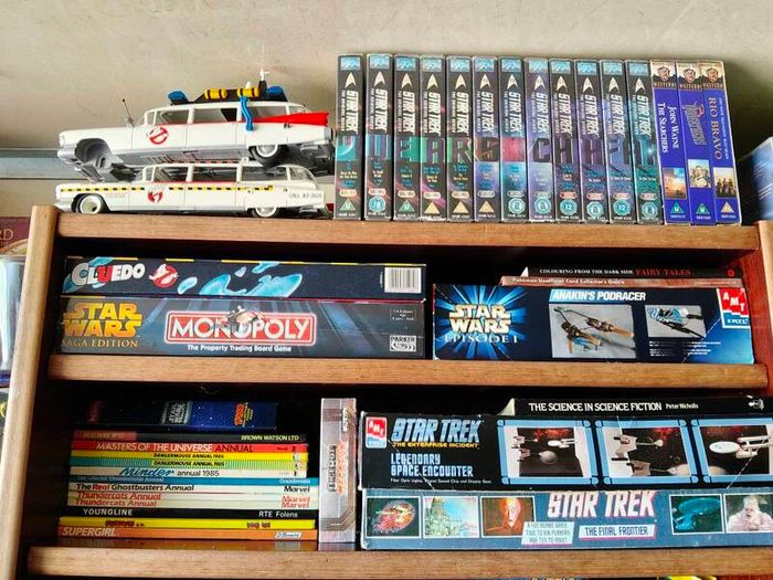 action figure, graphic novel, toys,books, VHS massive collection