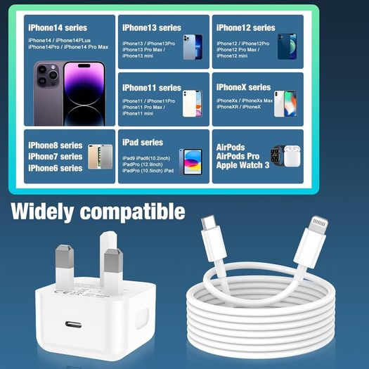 for iPhone Charger Fast Charge, 2Pack PD 20W Fast Apple Charger Cable 2M, iPhone Fast charger Plug with USB C To Lightning Cable for iPhone 14 13 12 11 Pro Max XS XR X 8 7 6 Plus, iPad and iPod