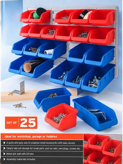 NEW 25 Piece Wall Mounted Storage Organiser