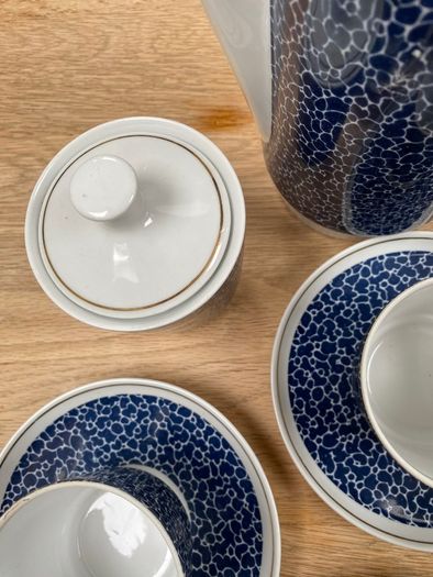 Vintage Mid-Century Stadtlengsfeld CP Porcelain Tea Set Blue Pebble