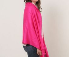 Hot Pink Trend Fuchsia textured Pure Block Colour Scarf Shall With Tassels Ends