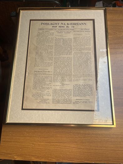 Original framed Poblacht NA h = EIREANN  war news number 119