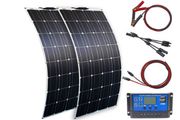 2 Pieces of 100 W 12 V Flexible Solar Panel Kit  20 A Solar Charge Controller