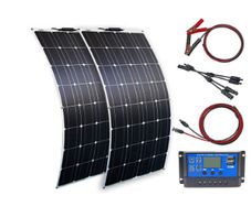 2 Pieces of 100 W 12 V Flexible Solar Panel Kit  20 A Solar Charge Controller