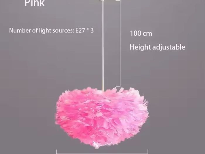 Pink feather ceiling light 60 cm