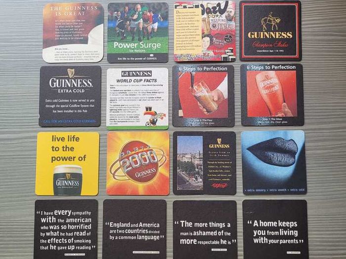 16 Vintage Guinness Irish Stout Mats/Coasters 1990s & 2000s