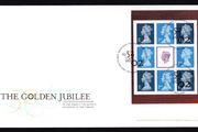 2002 Great Britain A Great Accession Golden Jubilee of Queen Elizabeth II Stamp Booklet Pane Royal Mail Addressed First Day Cover (FDC)