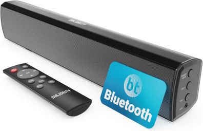 MAJORITY Bowfell | Bluetooth Sound Bar for TV | 50 Watt 2.0 Stereo Speaker Soundbar | Optical, RCA, USB, MP3 & AUX Input | 39cm | Custom EQ Settings & Remote Control (Black)