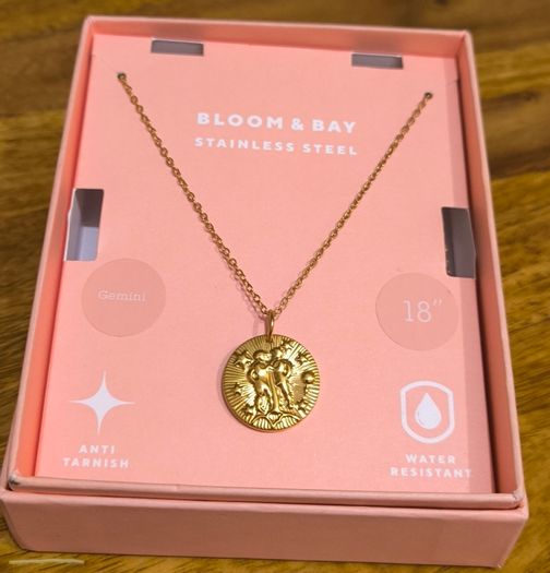 Embossed Zodiac Sign Necklace (Gemini) 100% Stainless Steel