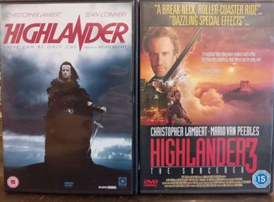 Highlander + Highlander 3 The Sorcerer DVD bundle christopher lambert action sci fi fantasy