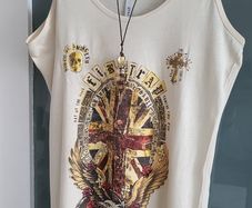 FIRETRAP beige vest top with union jack print Sz L ( Fit 10-12 UK)