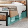 Double Bed Frame with Wooden Headboard,135x190cm,Vintage Brown Metal Platform Bed Frame Double Bed Base No Box Spring Needed,Heavy Duty Steel Slats,Underbed Storage Space,Easy to Assemble Image 7