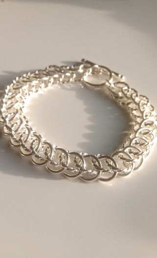 925 Sterling Silver T-bar Twisted Link Chain Bracelet 22g