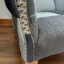 Stunning Queen Anne armchair. Ochre and grey velvet and tweeds with solid oak legs. Collection only Swords area. Image 4