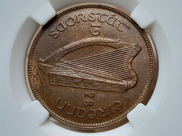 1928 Ireland 1d penny Prooflike High grade Unc coin standard post included using An post digital stamp 2.85 Read description