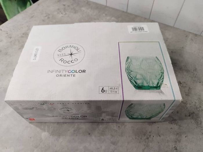 New boxed Set 6 Glasses. Cool Green