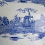 Large Antique Delft Pottery Platter,  Vintage Serving Plate in Blue and White,  Collectable China and Ceramics 16" x 11,5" Image 3