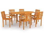 7 Piece Garden Dining Set Solid Teak Wood