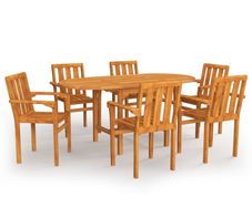 7 Piece Garden Dining Set Solid Teak Wood